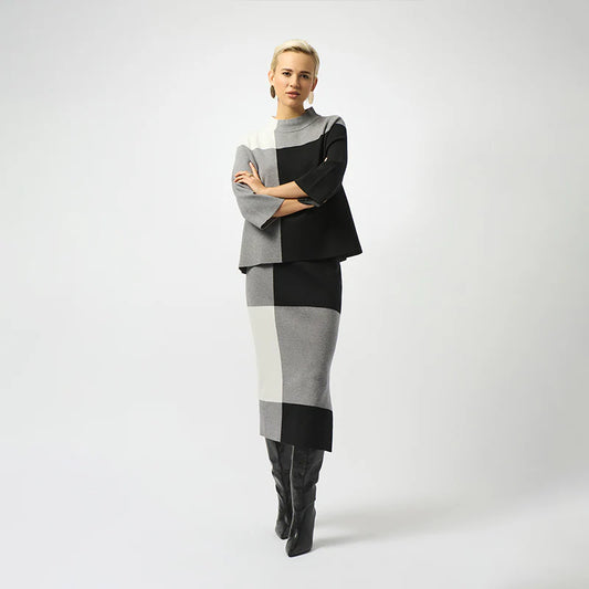 Falda Midi Color Block – Elegancia Moderna