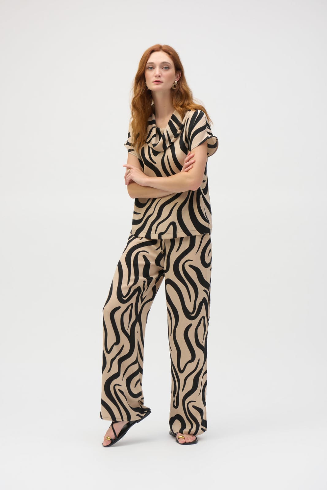 Blusa Cowl Abstract Beige – Joseph Ribkoff 252212
