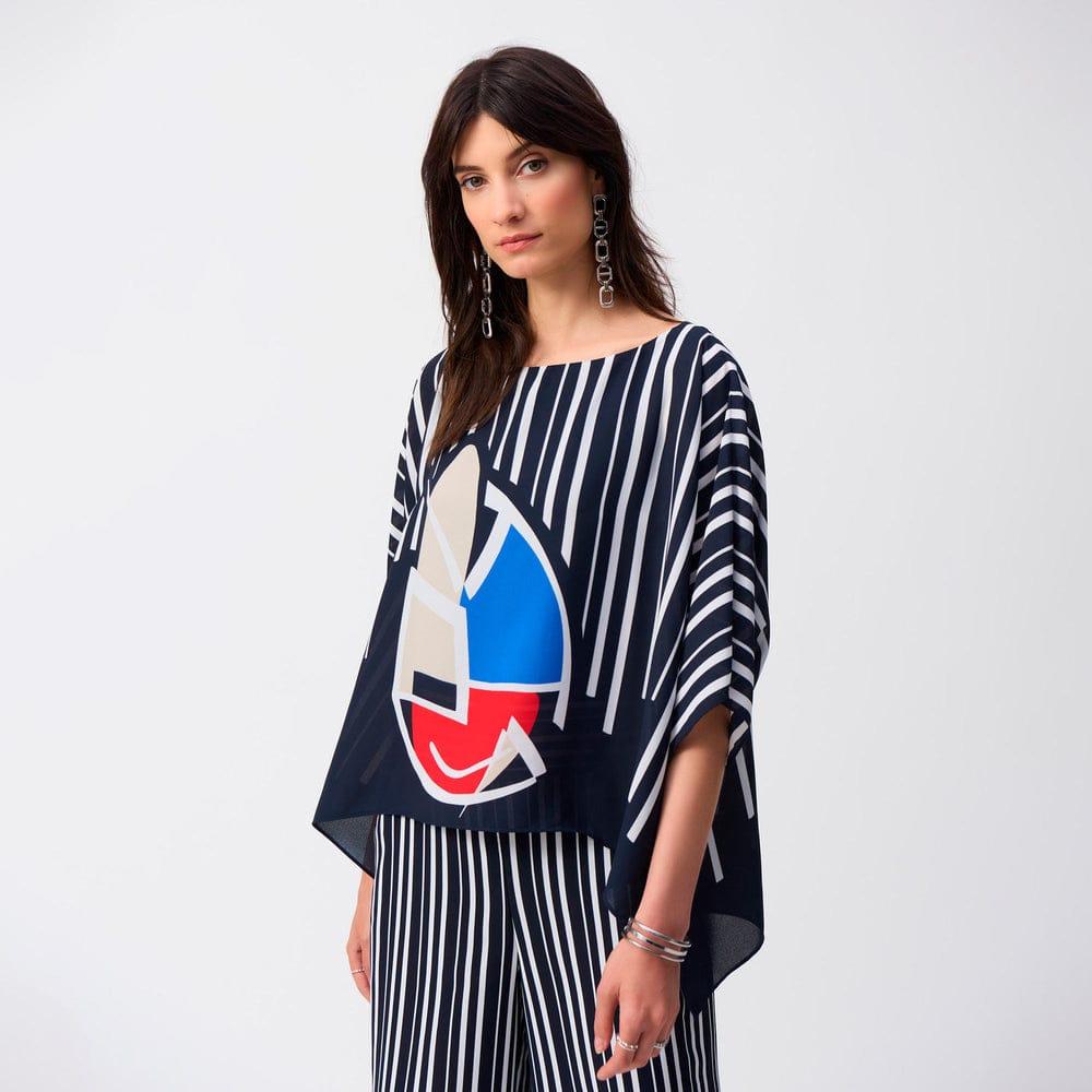 Blusa Oversize a Rayas con Estampado Geométrico- Joseph Ribkoff 251180