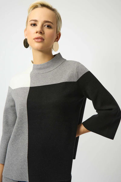 Blusa Color Block Gris & Negro – Minimalismo Moderno