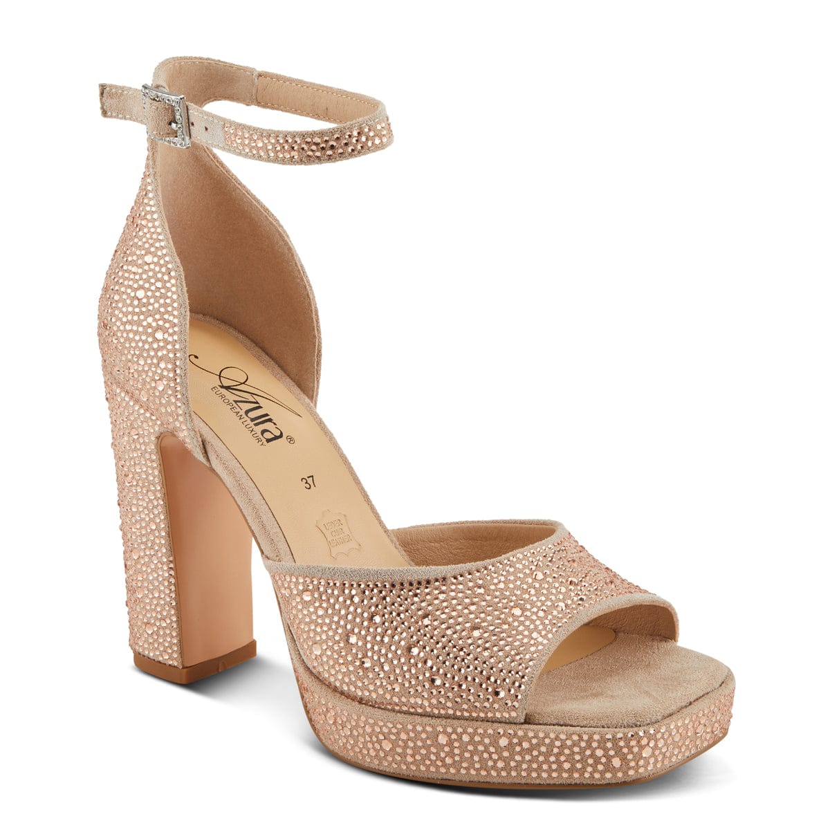 Sandalia de Tacón Alto con Plataforma y Brillo – AZURA