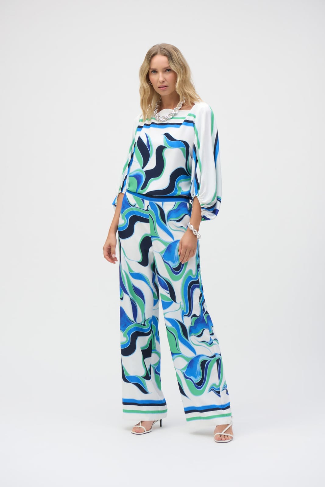 Pantalón Palazzo Estampado Abstracto- Joseph Ribkoff-252084