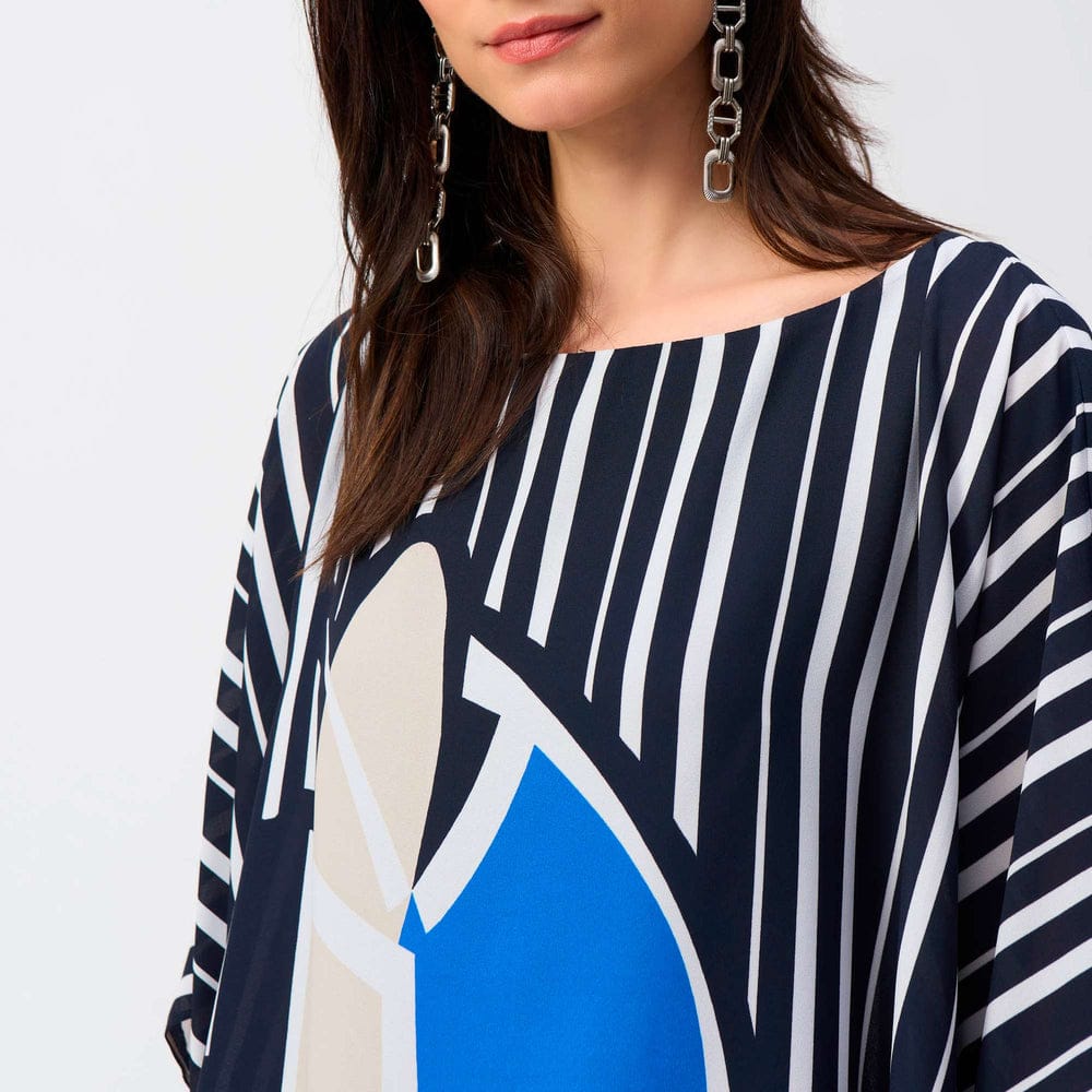 Blusa Oversize a Rayas con Estampado Geométrico- Joseph Ribkoff 251180