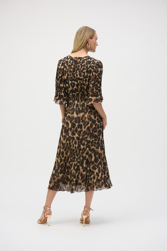 Vestido Midi Animal Print con Nudo Frontal Joseph Rubkoff - 252935