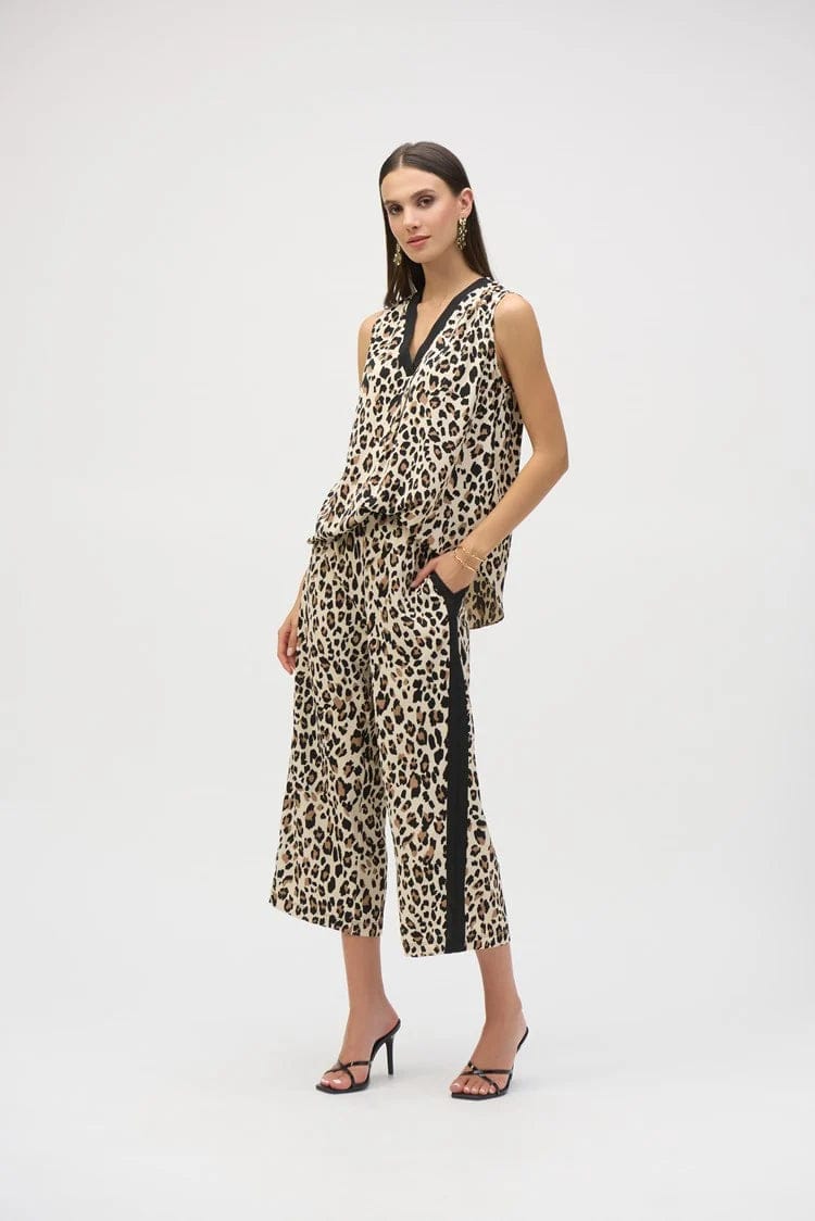 Pantalón Culotte Animal Print con Franjas Laterales - Joseph Ribkoff 252235