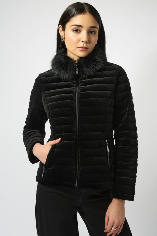 Chaqueta Acolchada Black con Cuello de Pelo – Joseph Ribkoff 253928