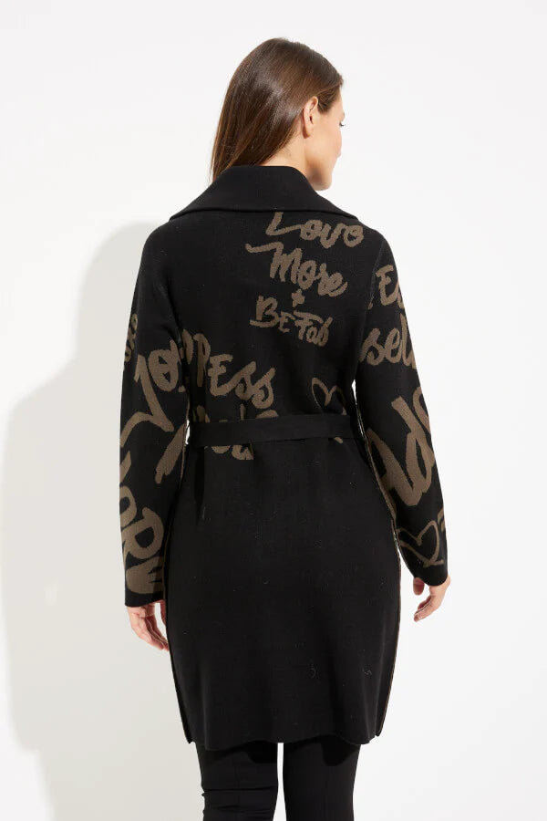 Cardigan Typo Black & Camel con Cinturón – Joseph Ribkoff 233960