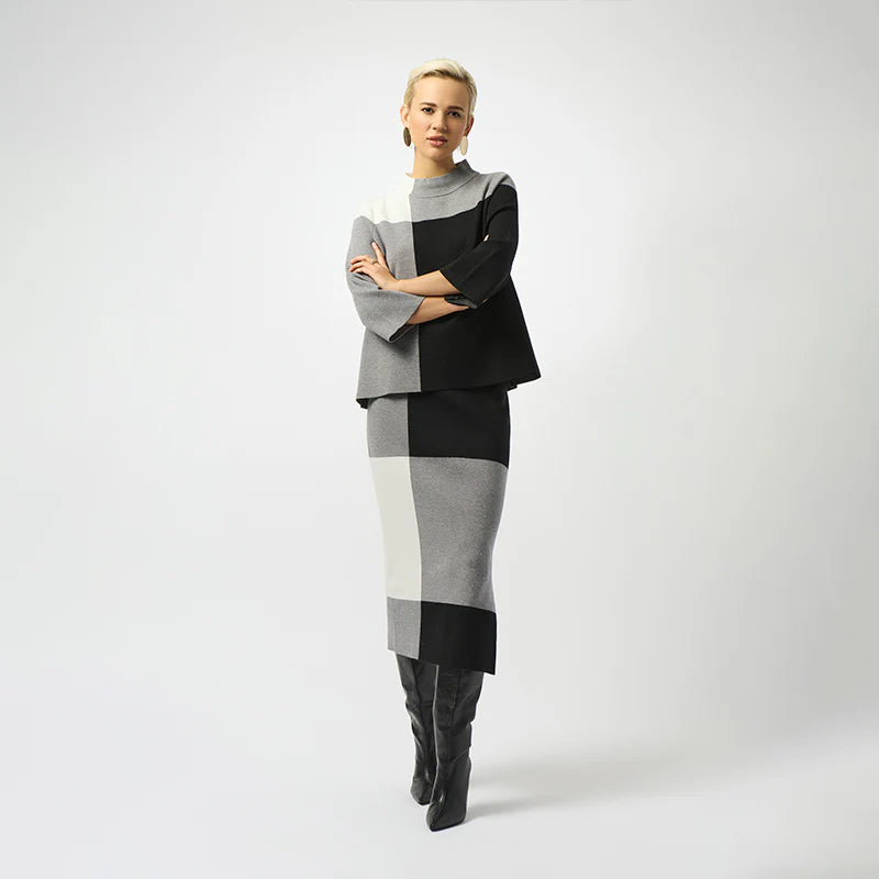 Falda Midi Color Block – Elegancia Moderna