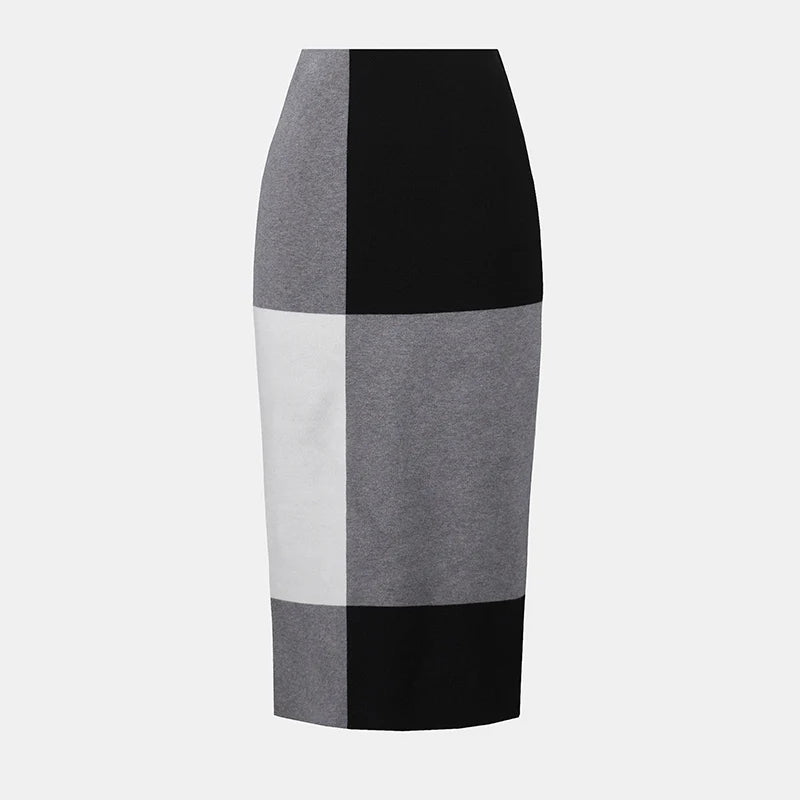 Falda Midi Color Block – Elegancia Moderna