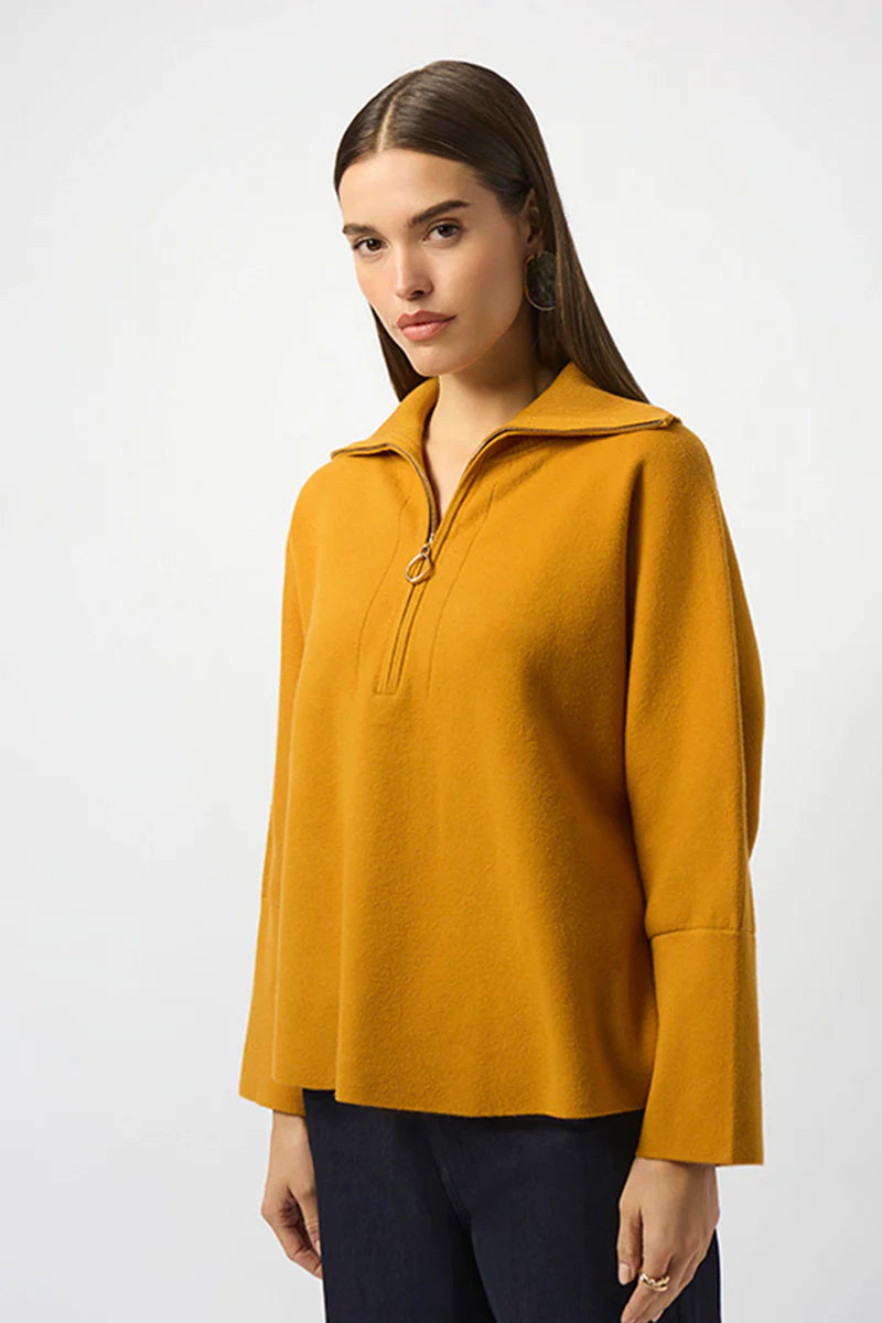 Blusa Tejida Mostaza con Cierre – Sofisticación Casual