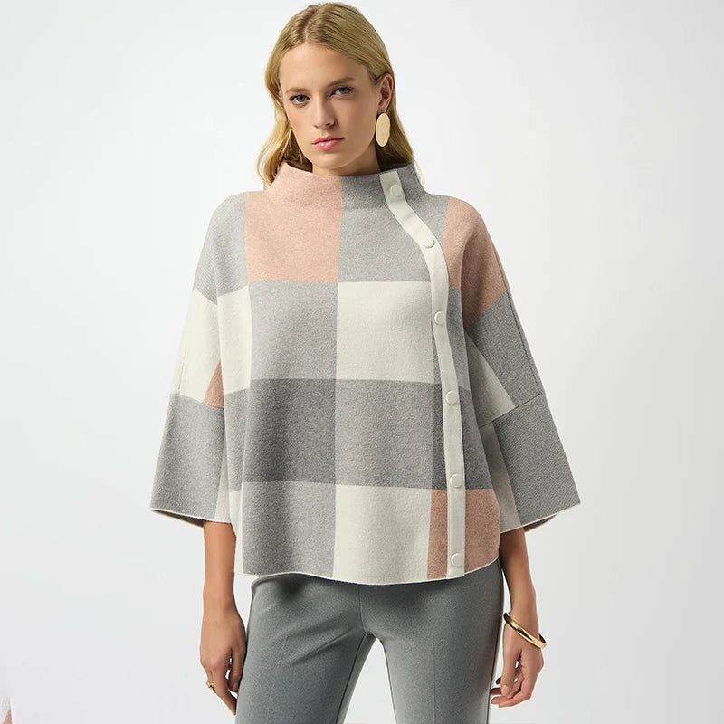 Blusa Geométrica en Tonos Vino y Negro – Elegancia Moderna