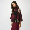 Blusa Geométrica en Tonos Vino y Negro – Elegancia Moderna