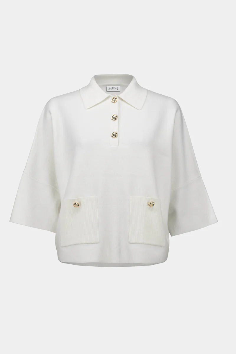 Blusa Tipo Polo Marfil – Elegancia Minimal Chic