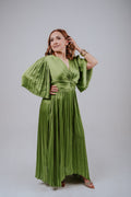 Vestido Largo Plisado Verde Olivo - Joseph Ribkoff 251903