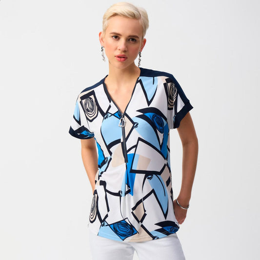 Blusa Estampada con Cremallera- Joseph Ribkoff 251246