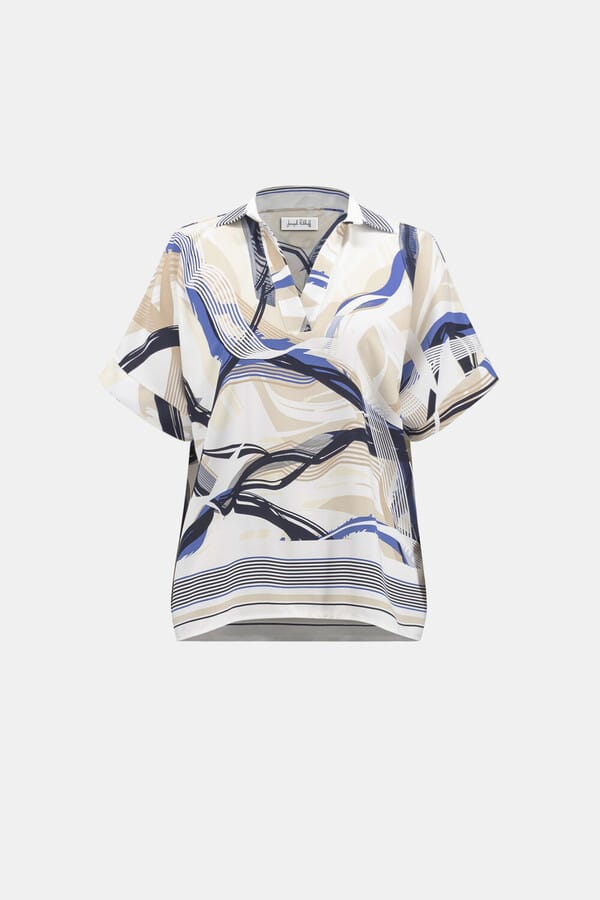 Blusa Estampada Azul y Beige – Joseph RIbkoff 262118