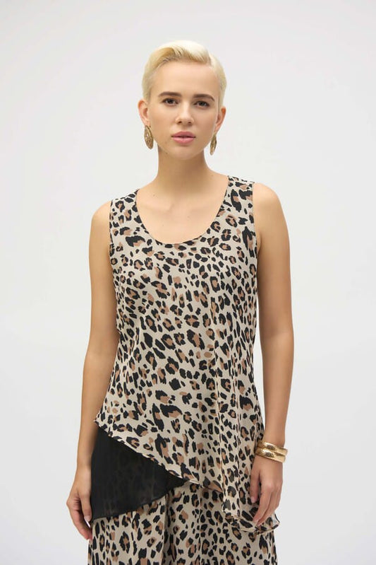 Blusa Asimétrica Reversible Animal Print - Joseph Ribkoff 252155