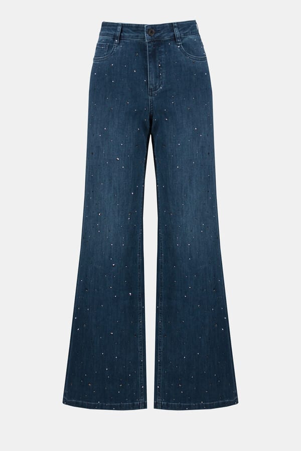 Jean Wide Leg Azul con Brillos – Elegancia con Toque Luminoso