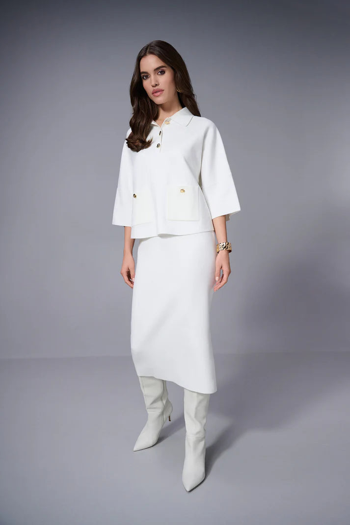 Falda Lápiz Midi Marfil – Elegancia Atemporal