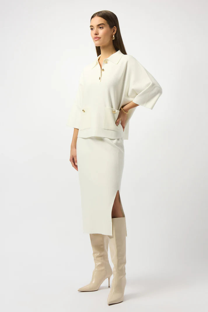 Falda Lápiz Midi Marfil – Elegancia Atemporal