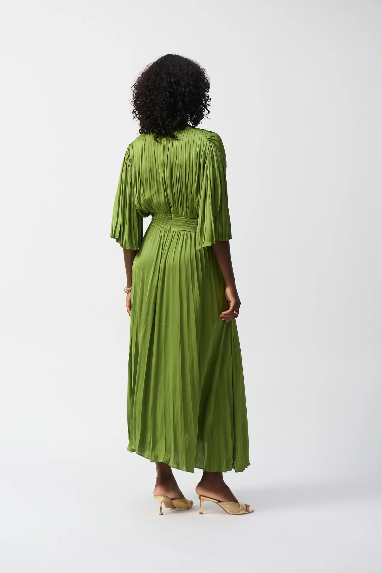 Vestido Largo Plisado Verde Olivo - Joseph Ribkoff 251903