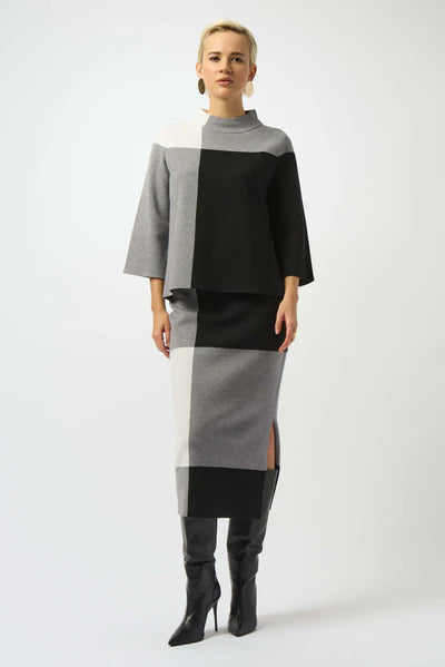 Blusa Color Block Gris & Negro – Minimalismo Moderno