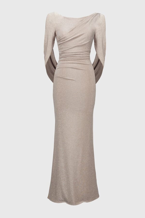 Vestido Largo Brillante con Mangas Drapadas Joseph Ribkoff - 251703