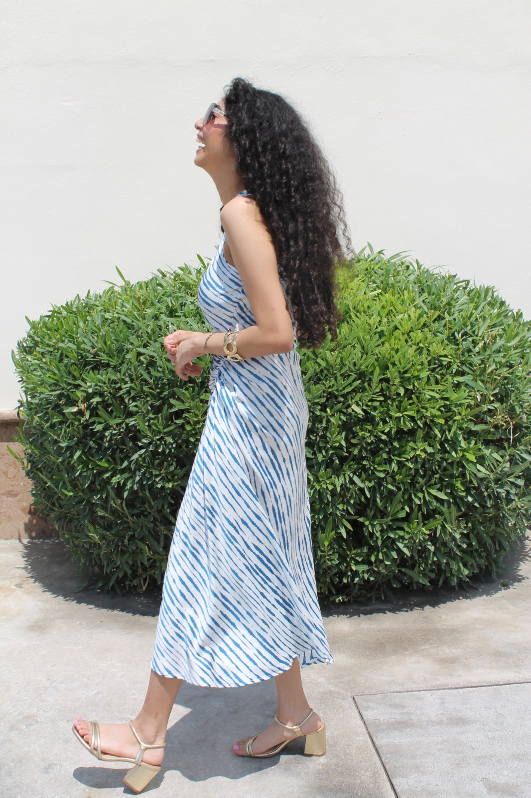 Vestido Midi Estampado con Drapeado Lateral - MC26902