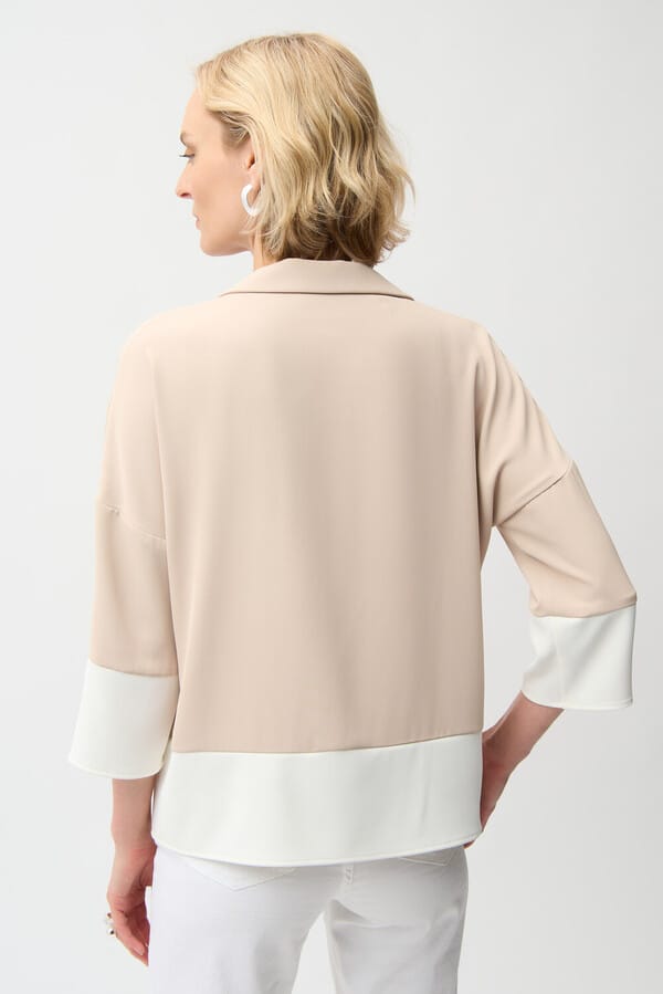 Blusa Bicolor Beige – Elegancia Minimalista Sofisticada 251282
