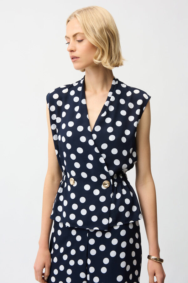 Blusa Cruzada Lunares Azul Marino – Joseph Ribkoff 261250