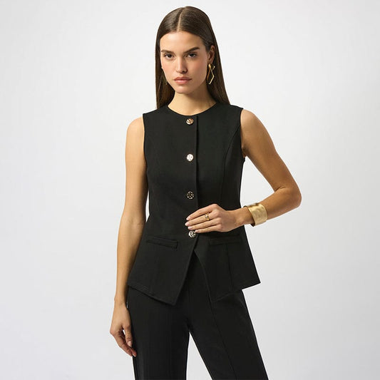 Chaleco Negro con Botones Joya – Joseph Ribkoff 253156