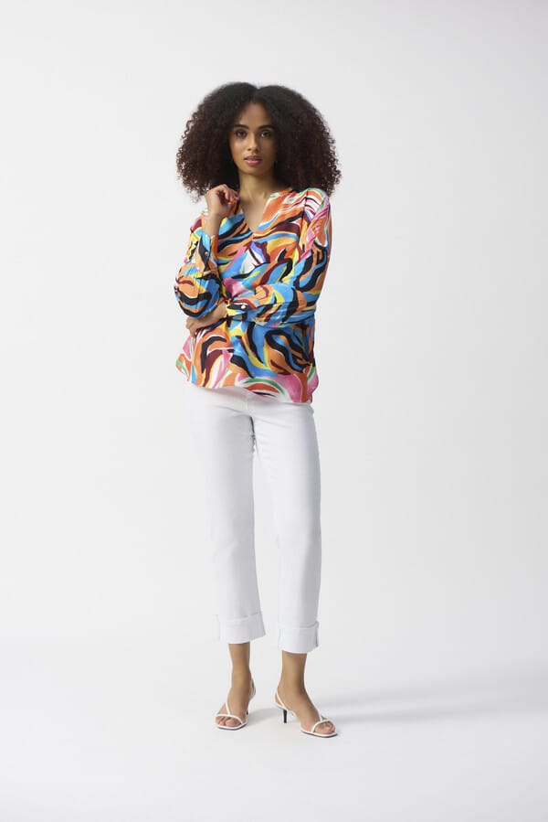 Blusa Estampada de Manga Larga con Cuello en V - Joseph Ribkoff 251122