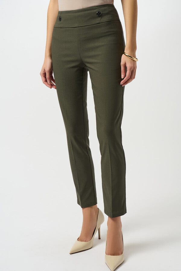 Pantalón Recto Verde Olivo con Botones – Joseph Ribkoff 253161