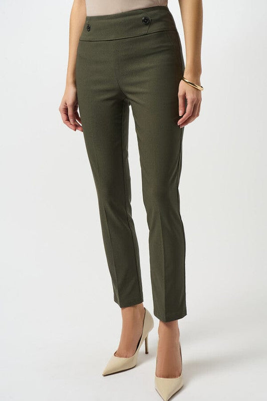 Pantalón Recto Verde Olivo con Botones – Joseph Ribkoff 253161