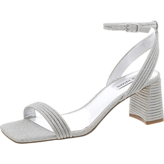 🌟 Sandalia Plateada con Tacón Texturizado - Steve Madden