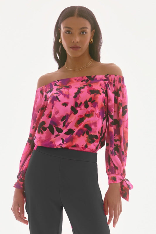 Blusa Estampada Hombros Descubiertos - Joseph Ribkoff 251784