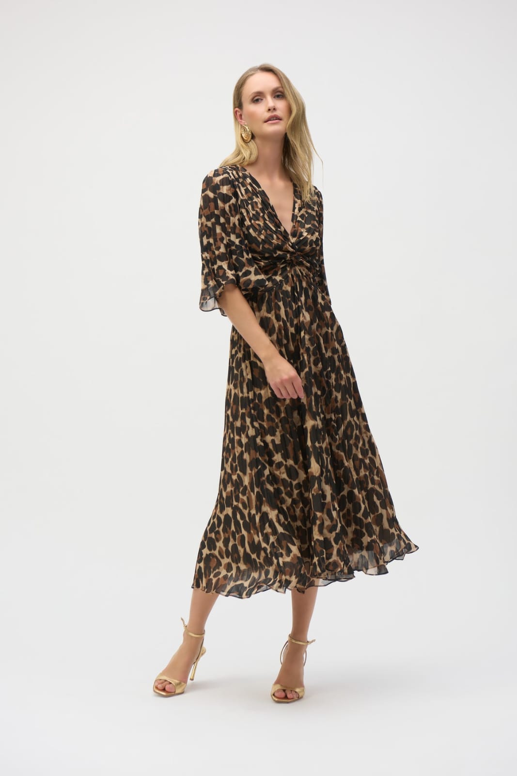 Vestido Midi Animal Print con Nudo Frontal Joseph Rubkoff - 252935