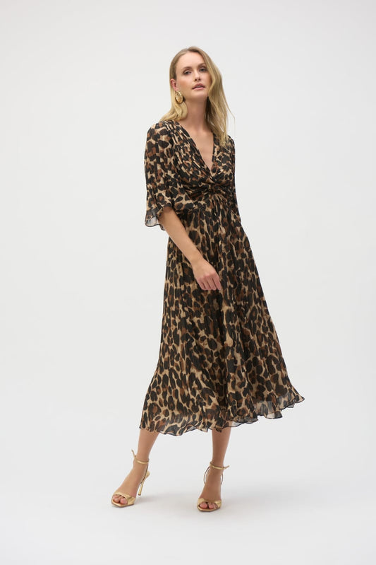 Vestido Midi Animal Print con Nudo Frontal Joseph Rubkoff - 252935