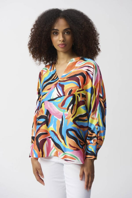 Blusa Estampada de Manga Larga con Cuello en V - Joseph Ribkoff 251122