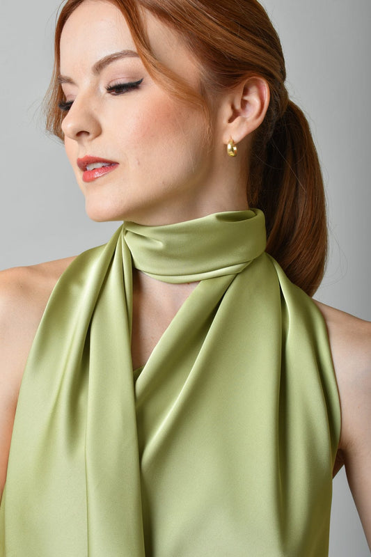 Vestido Largo Satinado en Verde Menta-Dress06