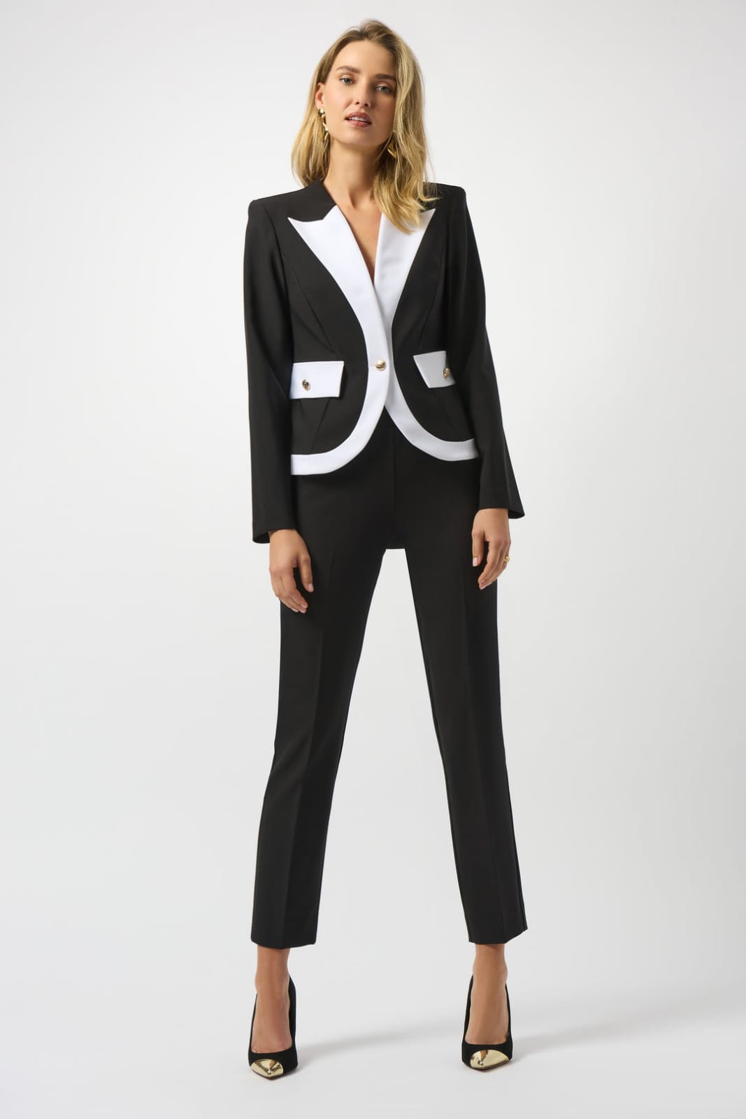Blazer estructurado bicolor blanco y negro - Joseph Ribkoff 253143