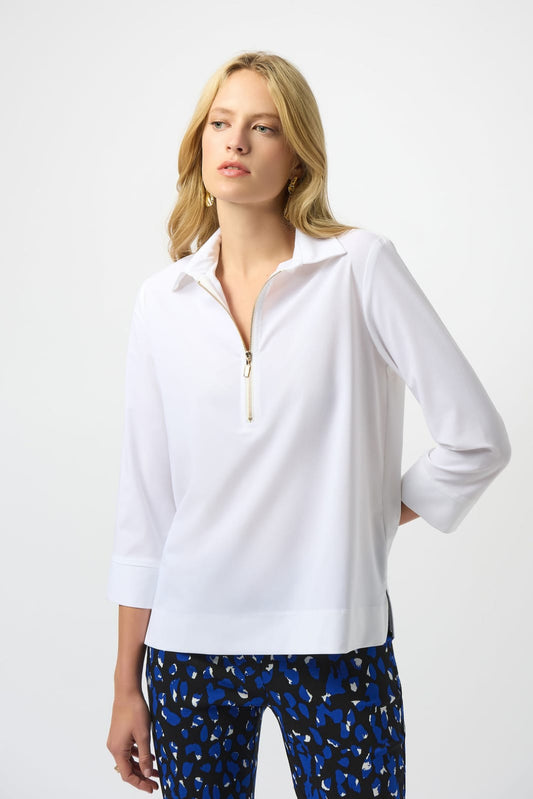 Blusa Zip-Up Blanca – Joseph Ribkoff 253026