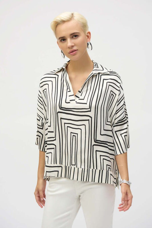 Blusa Oversize con Estampado Geométrico - Joseph Ribkoff 252060