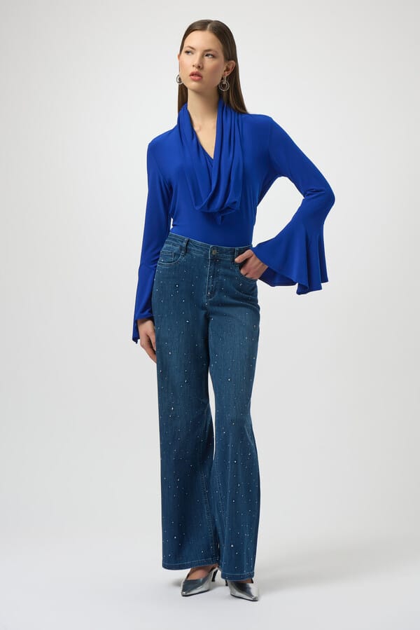 Jean Wide Leg Azul con Brillos – Elegancia con Toque Luminoso