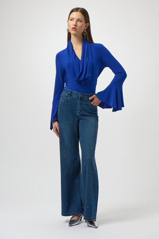 Jean Wide Leg Azul con Brillos – Elegancia con Toque Luminoso