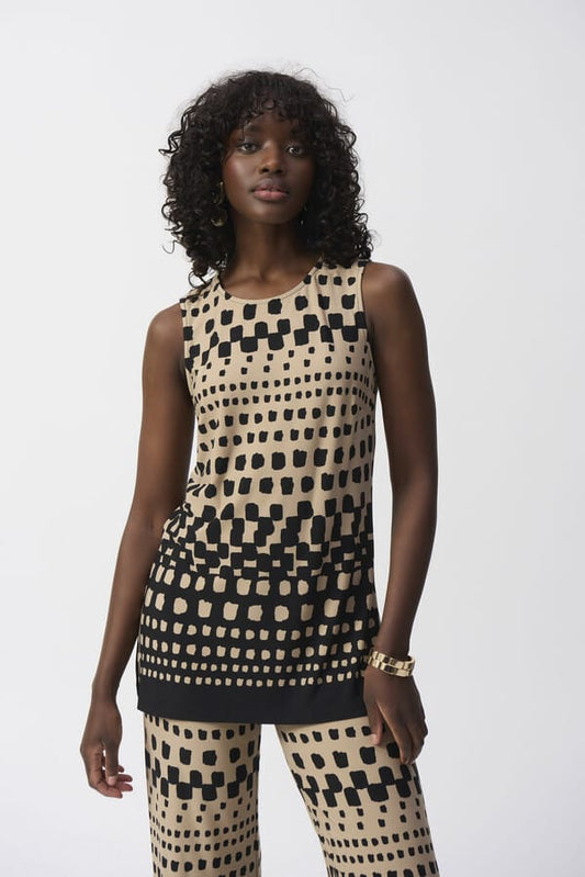 Blusa Sin Mangas Estampado Geométrico - Joseph Ribkoff 251193