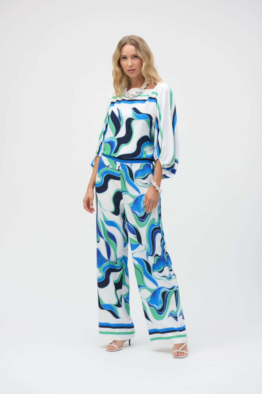 Pantalón Palazzo Estampado Abstracto- Joseph Ribkoff-252084