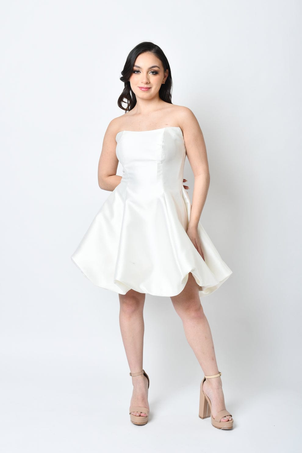 Vestido Strapless Blanco Fit & Flare-Dress03