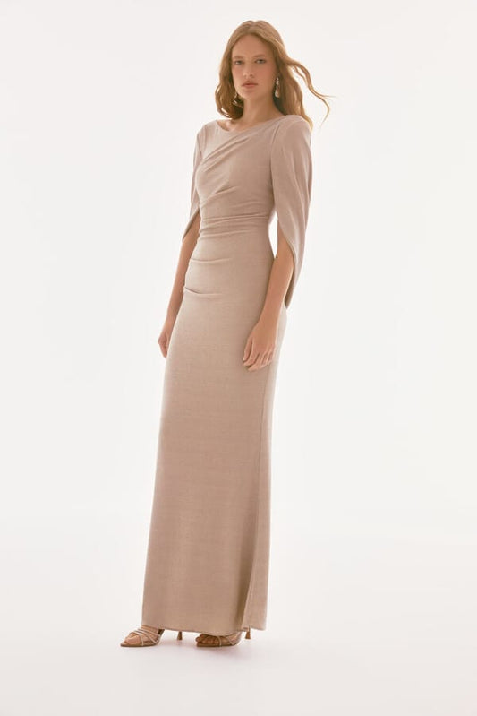 Vestido Largo Brillante con Mangas Drapadas Joseph Ribkoff - 251703