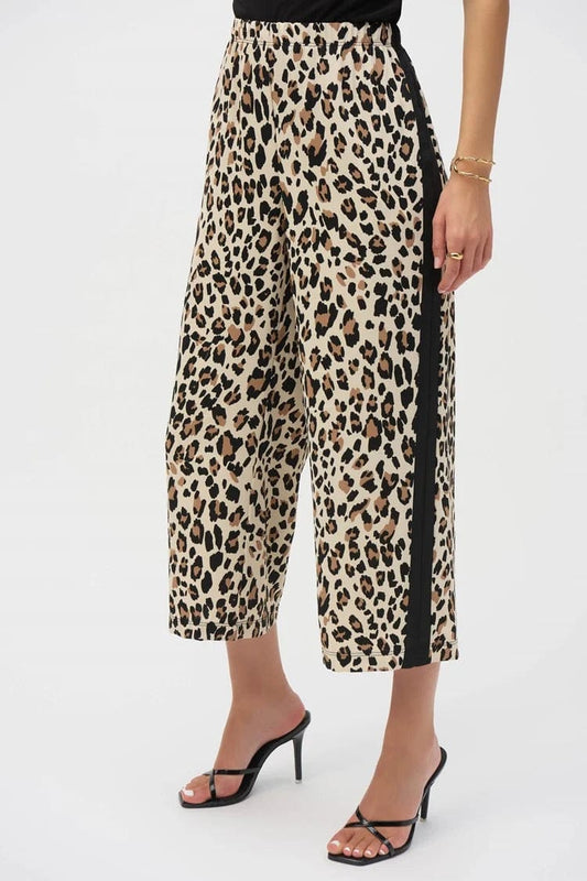 Pantalón Culotte Animal Print con Franjas Laterales - Joseph Ribkoff 252235